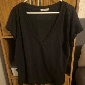 We The Free Black V-Neck Short Sleeve Top